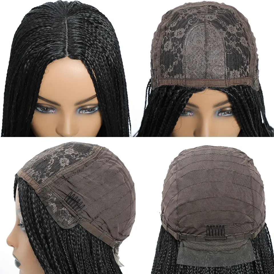 Pelucas trenzadas de caja recta larga 26 '' Buena calidad Pelucas de trenzas torcidas sintéticas Perruque Tresses Africaines Femmes Solde Easy Wear