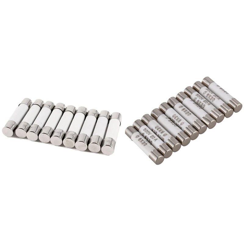 Retail 20Pcs 6X30mm Cylindrical Ceramic Tube Fuses Link - 10 Pcs 250V 30A & 10 Pcs 20A 500V