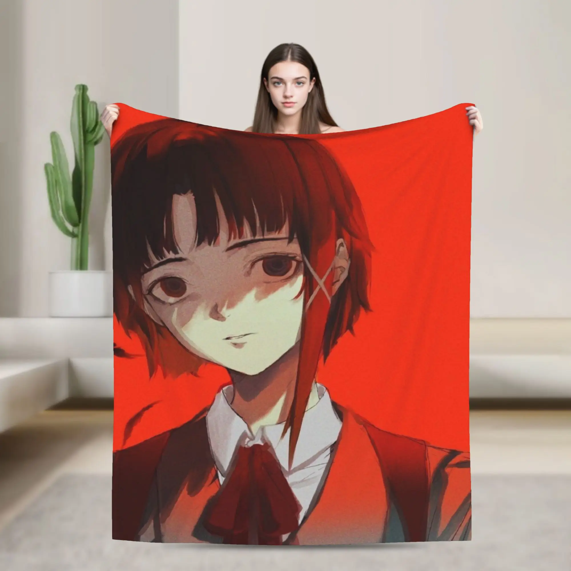 Soft Warm BlanketChild Travel Anime Serial Experiments Lain Throw Blanket  Flannel Bedspread Aesthetic Sofa Bed Cover