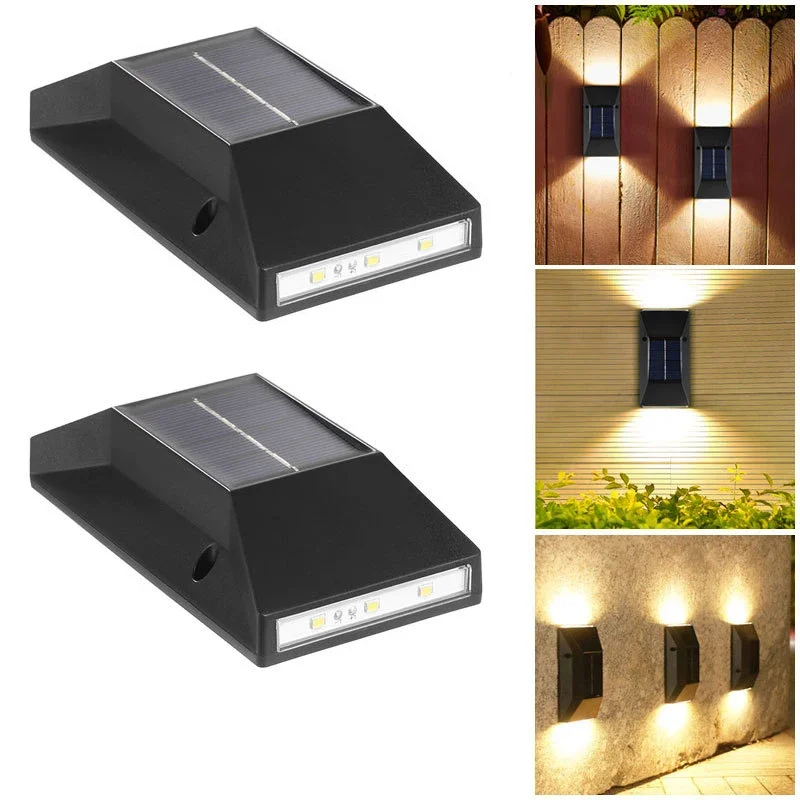 

6LED Solar Wall Light Outdoor Balcony Garden Decor Lamp Waterproof New Super Bright Up And Down Luminous Street Lighting Decor