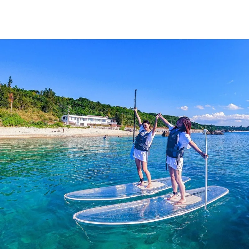

Muye Outdoor Water Transparent Pulp Board with Transparent Handle Standing Paddle Surfing Skateboard Crystal Pulp Board