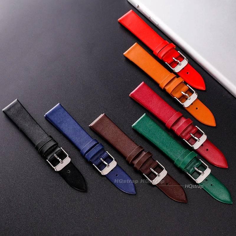 Universal Replacement Leather Watch Strap Leather Watchband for Men Women 12mm 14mm 16mm 18mm 20mm 22mm Ultra-thin Watch Band