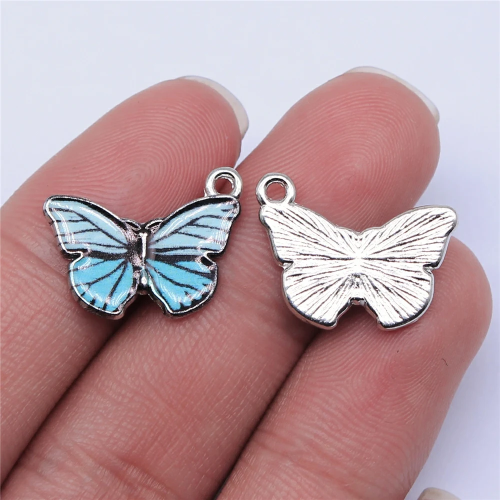 WYSIWYG 10pcs 19x15mm Rhodium Color Enamel Butterfly Charms For Jewelry Making DIY Jewelry Findings image 3