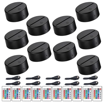 10 Peças Suporte de Luz LED 3D com Base de Acrílico, 16 Cores Reguláveis, ABS, Controle Remoto USB, Luminária de Mesa Vertical