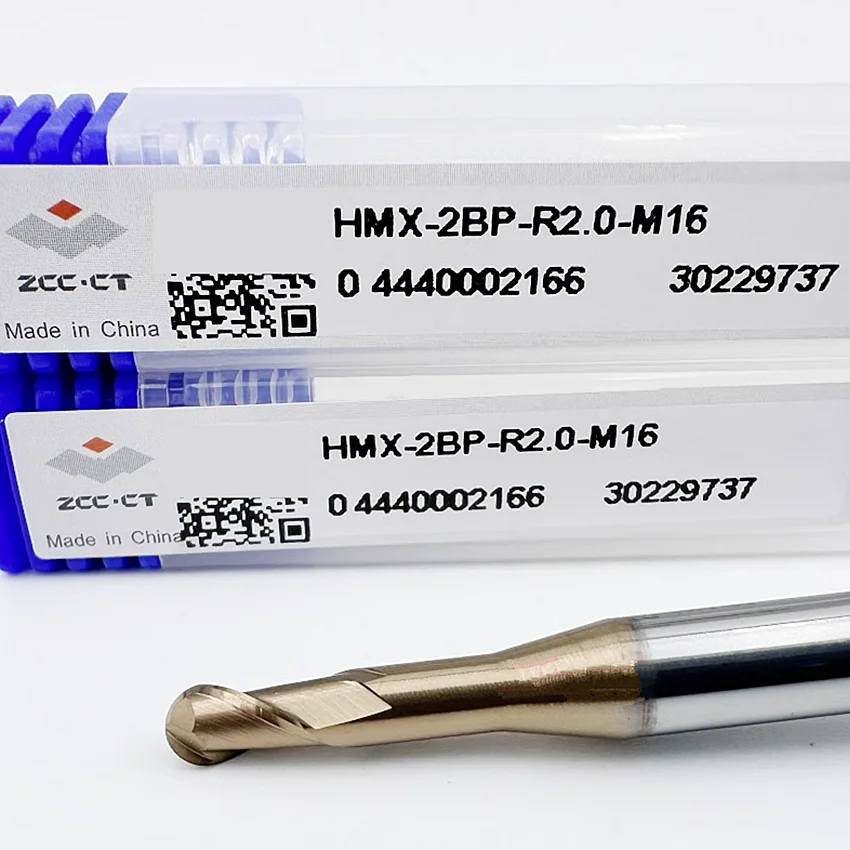 HMX-2BP-R2.0-M16 ZCC.CT HMX-2BP Two edge straight shank long neck short edge ball end mill 2 Flutes Ball Nose End Mill End Mills