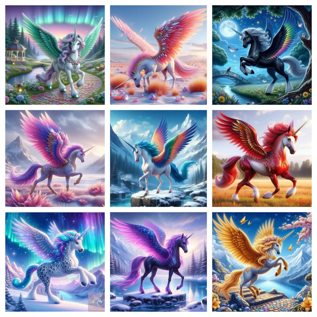 

DIY Diamond Painting Full Square Winged Unicorn Embroidery Picture Rhinestone Diamonds Dot Mosaic Sale Mythical Creature Decor