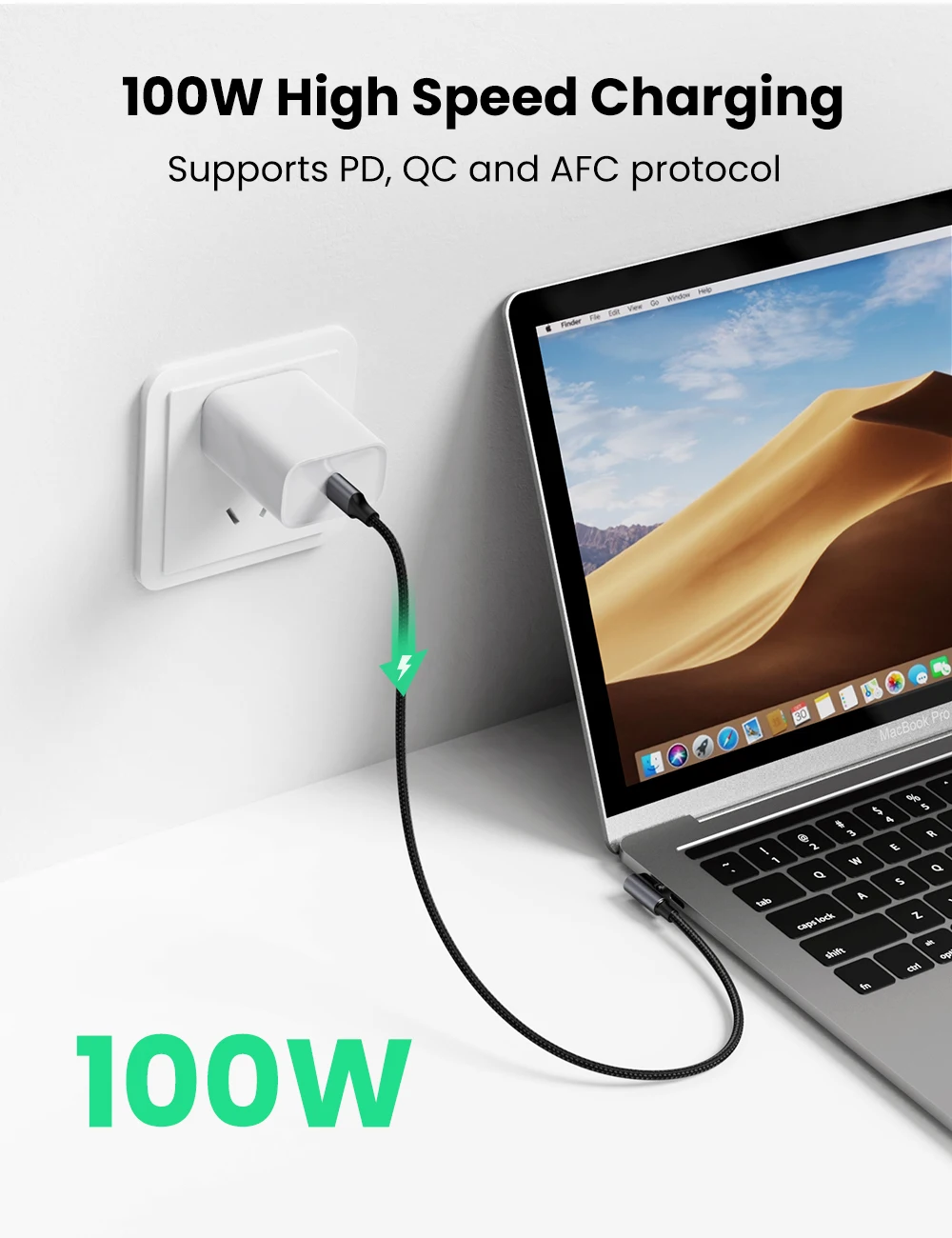 UGREEN PD 100W USB C Sang USB C Cáp Sạc Cho Samsung S10 S20 MacBook Pro iPad 2020 Nhanh Chóng 4.0 PD Nhanh Dây Sạc