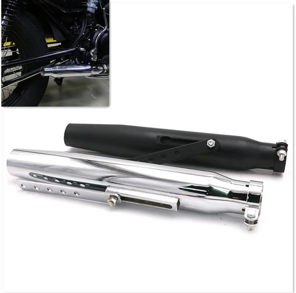 

Chrome Universal 38/40/43/45mm Motorcycle Muffler Exhaust Retro Vertical Back Pressure Case For Harley GY6 CBR CBR125 CBR250