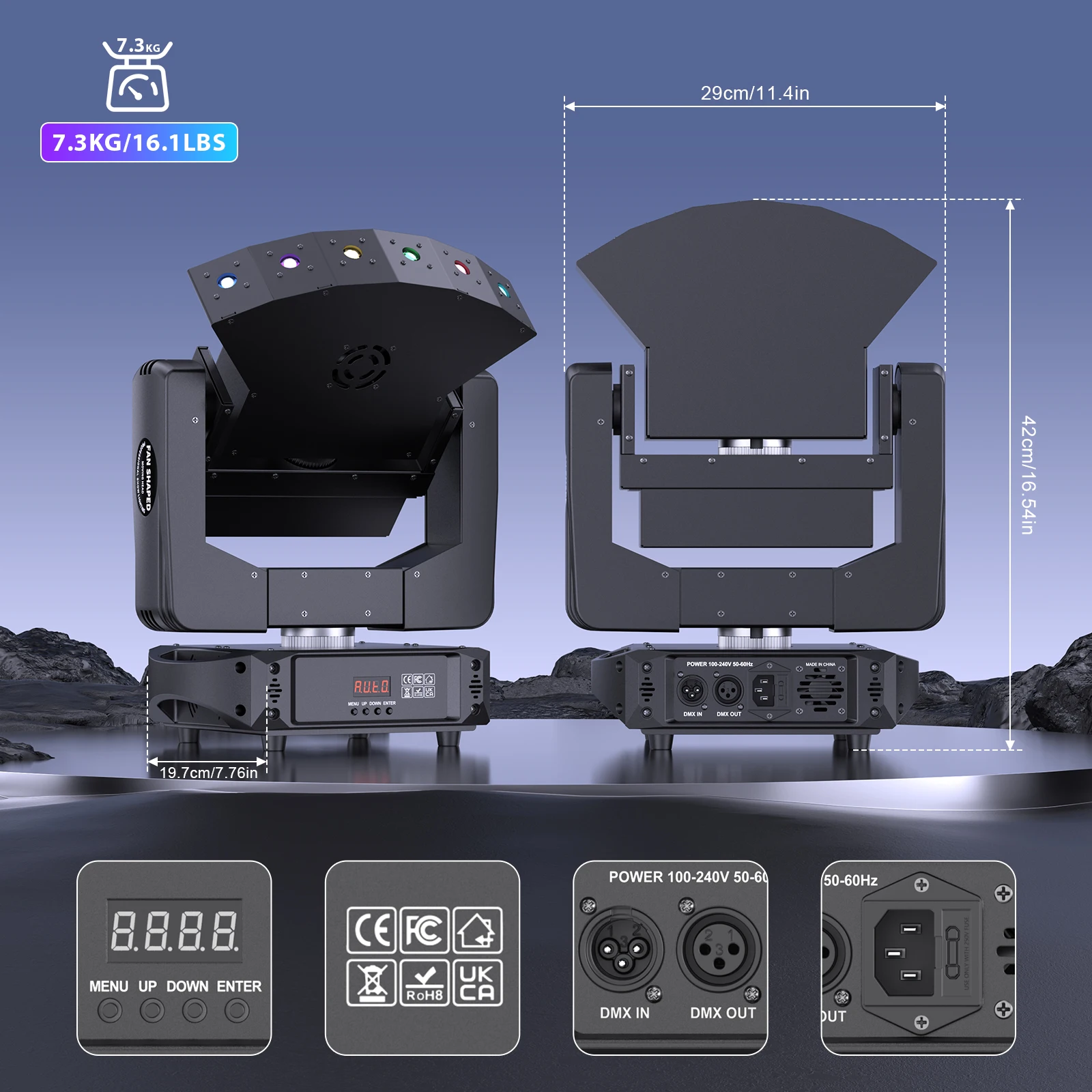 60W 6LED RGB Laserlichten Podiumeffectverlichting Spraakbesturing DMX Moving Head Light voor Party Concert Theater Live Show Bar Club