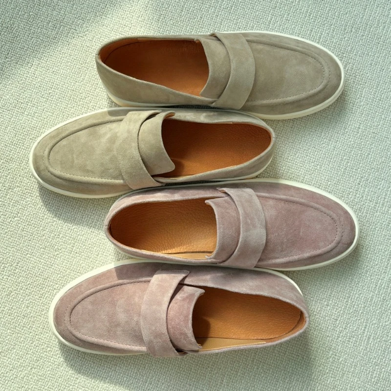 

Comfortable and Versatile Sheep Suede Loafers Genuine Leather Women's Shoes