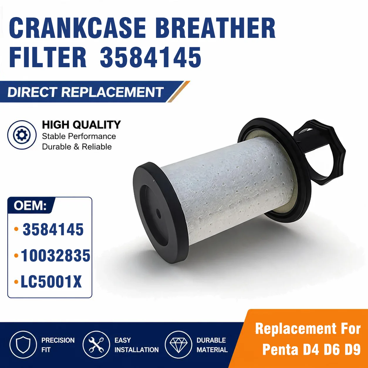 3584145 Crankcase Breather Filter Oil Mist Separator Replacement For Penta D4 D6 D9 Engine 10032835 LC5001X