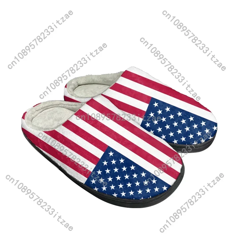 Hot USA Flag Home Pantofole personalizzate in cotone Uomo Donna Gioventù Ragazzo Ragazza Sandali American Prode Peluche Casual Mantieni calde Scarpe Pantofola