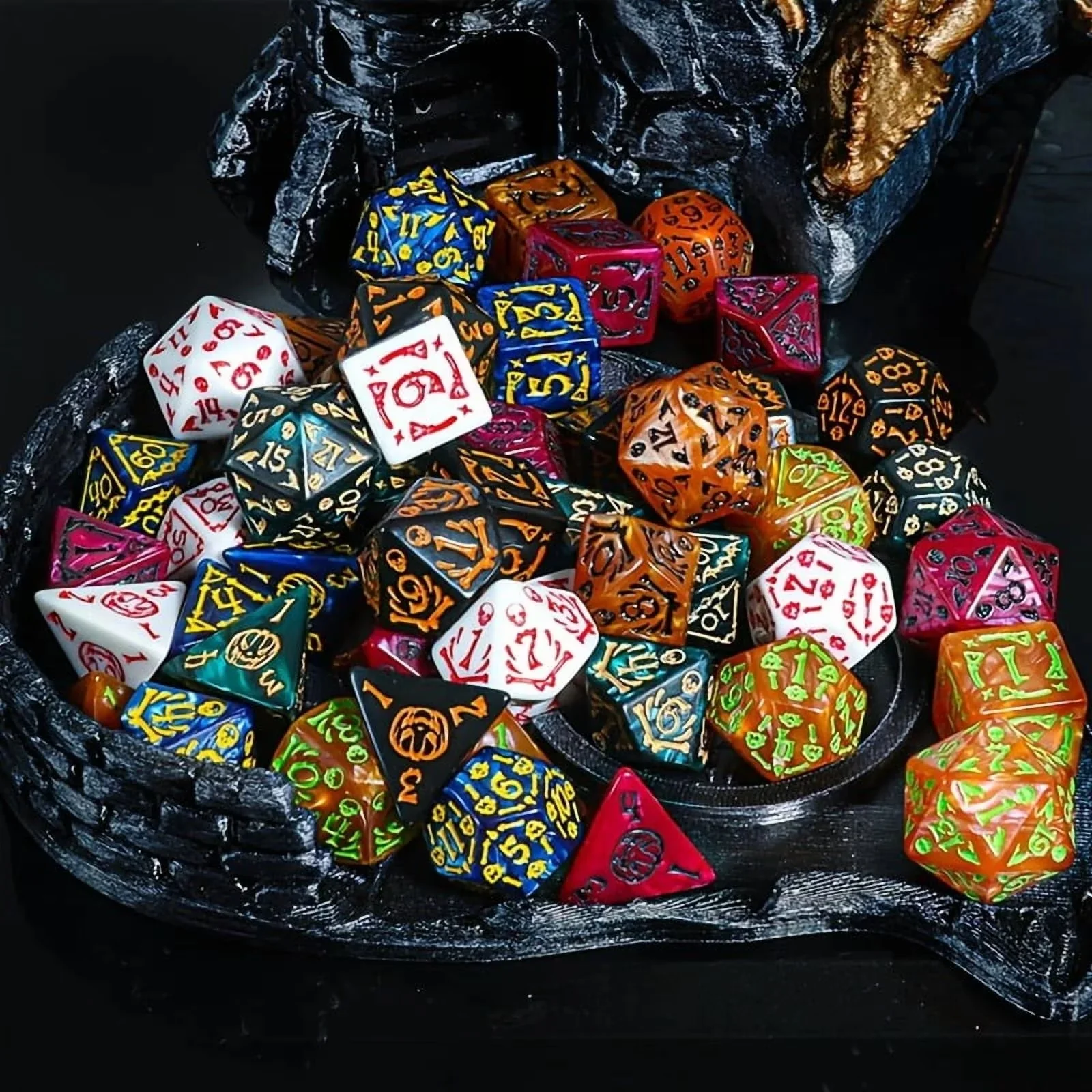 DND Dice Set -7pc Halloween Polyhedral Dice with Dice Bag for D&D RPG MTG Role Playing Table Party Games & DM & Dice Goblin view 2
