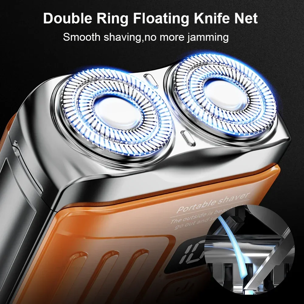 Wet Dry Use Dual Blades Waterproof Electric Smart Shaver USB Rechargeable Mini Portable Face Beard Shaver For Home Travel