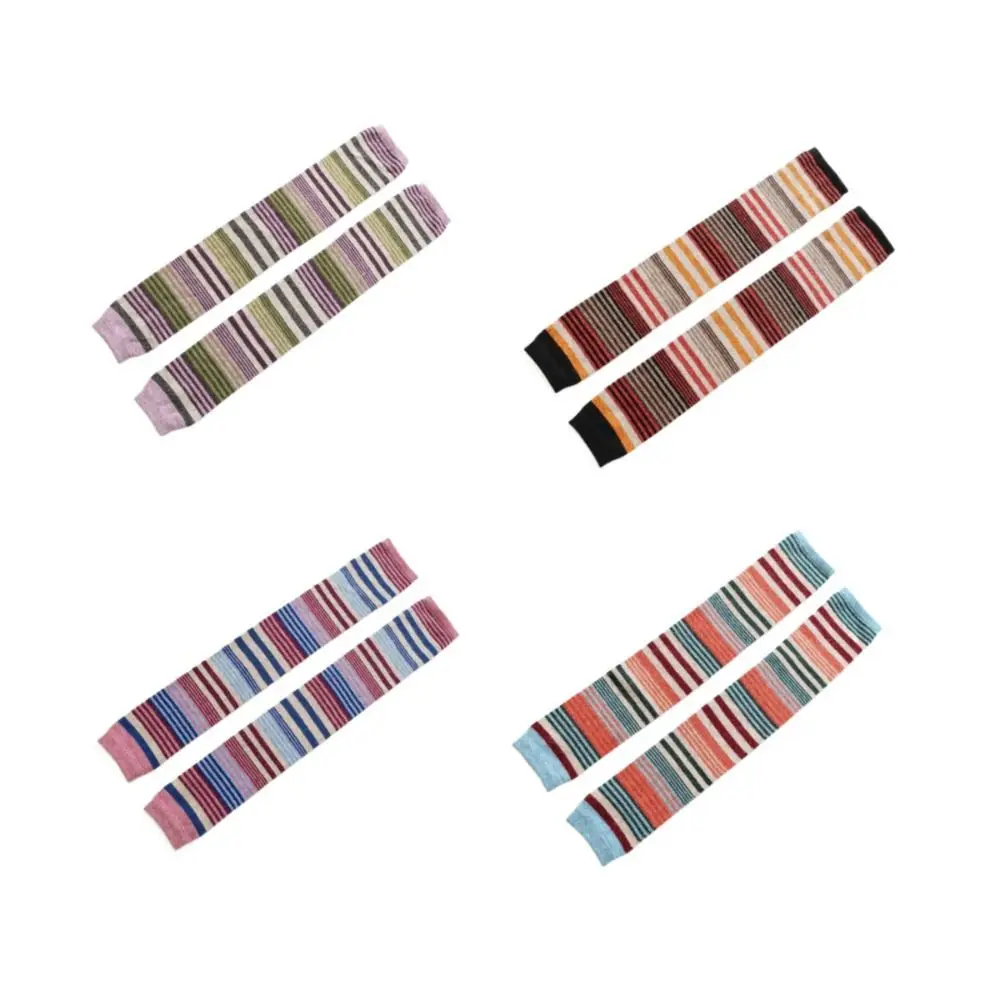 

Elastic Colorful Wool Ruffle Socks Thick Knee High Knitted Leg Warmers Hosiery Animal Furr Striped Socks Winter