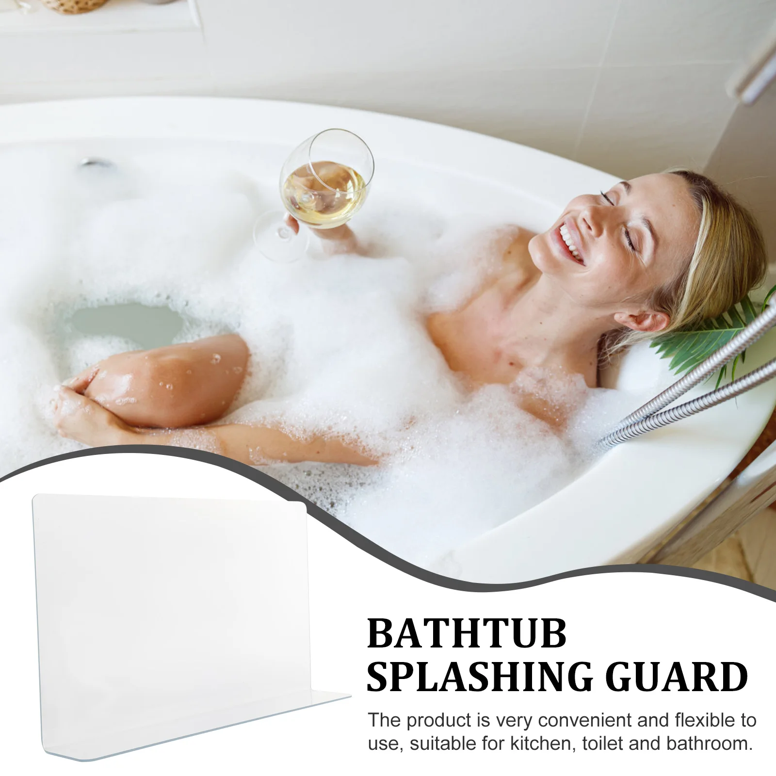 

Bathroom Anti Splash Guard 30x5x17.8cm PVC Water Shield Splatter Preventer for Kitchen Toilet Bathtub Easy Clean Hygienic