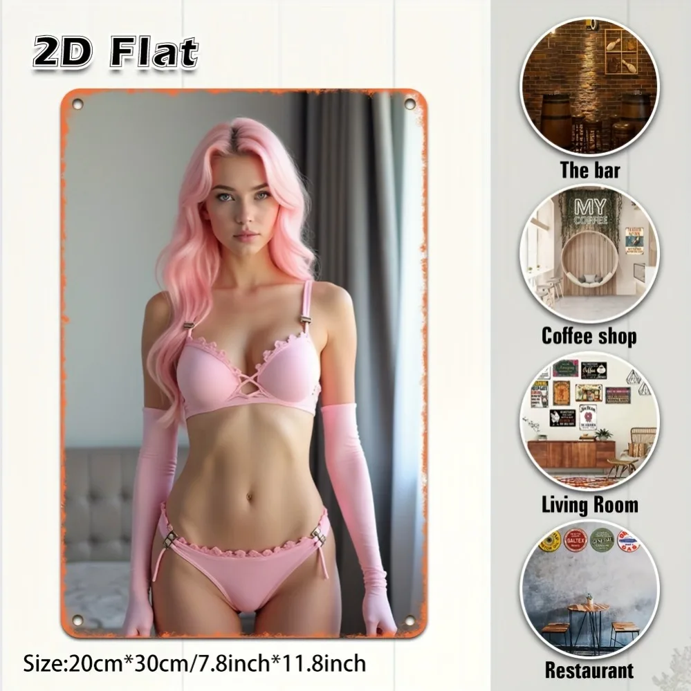 Lustiges 2D Damen-Bikini Wanddekor Kunst-Schild für Zuhause, Bar, Café, Halloween- und Weihnachtsgeschenk Hängende Wandkunst