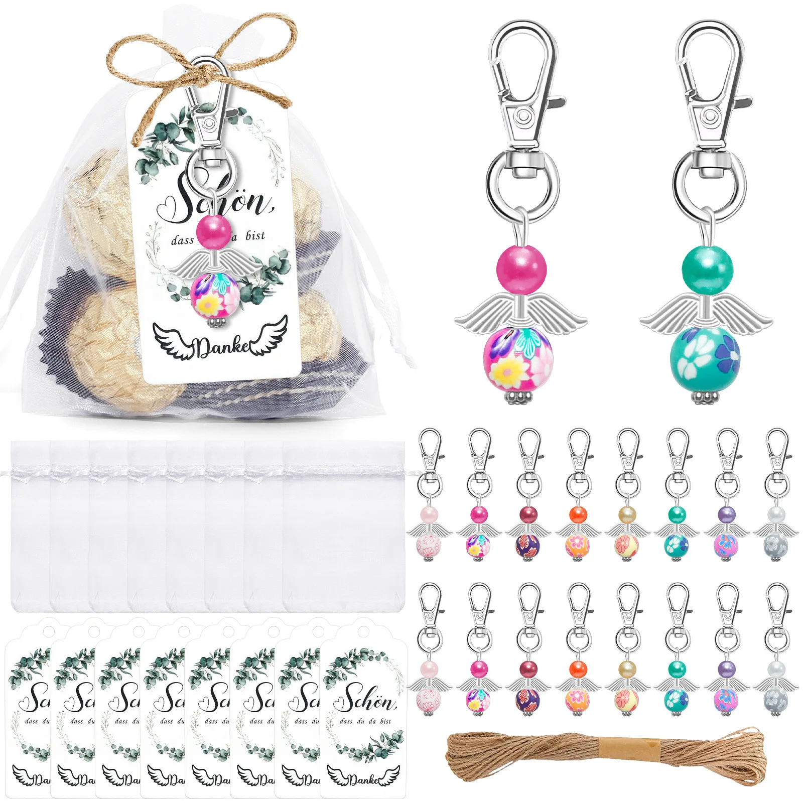 

Guardian Angel Keychain Zinc Alloy-Wedding Party Favors,Baby Shower Baptism Gifts, Thank You Gifts with Custom Tag & Organza Bag