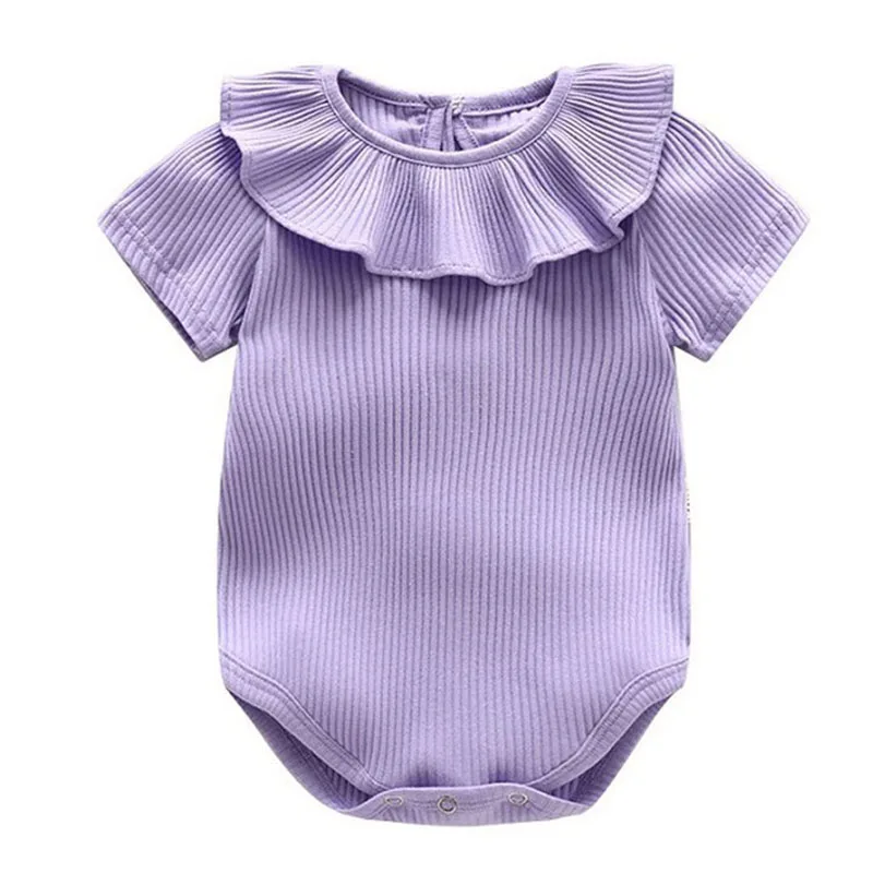 

Newborn Baby Girls Bodysuit Rompers Short Sleeve Cotton Infant Jumpsuit Ruffled O-Neck Toddler Playsuit Children Clothing A424