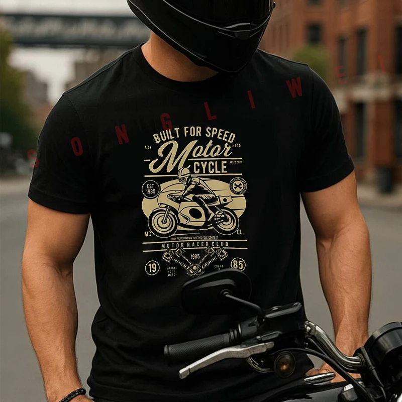 

Built For Speed Motorcycle Moto 100% Cotton T-Shirt Ultra Soft Round Neck Short Sleeve Tee For Men & Women