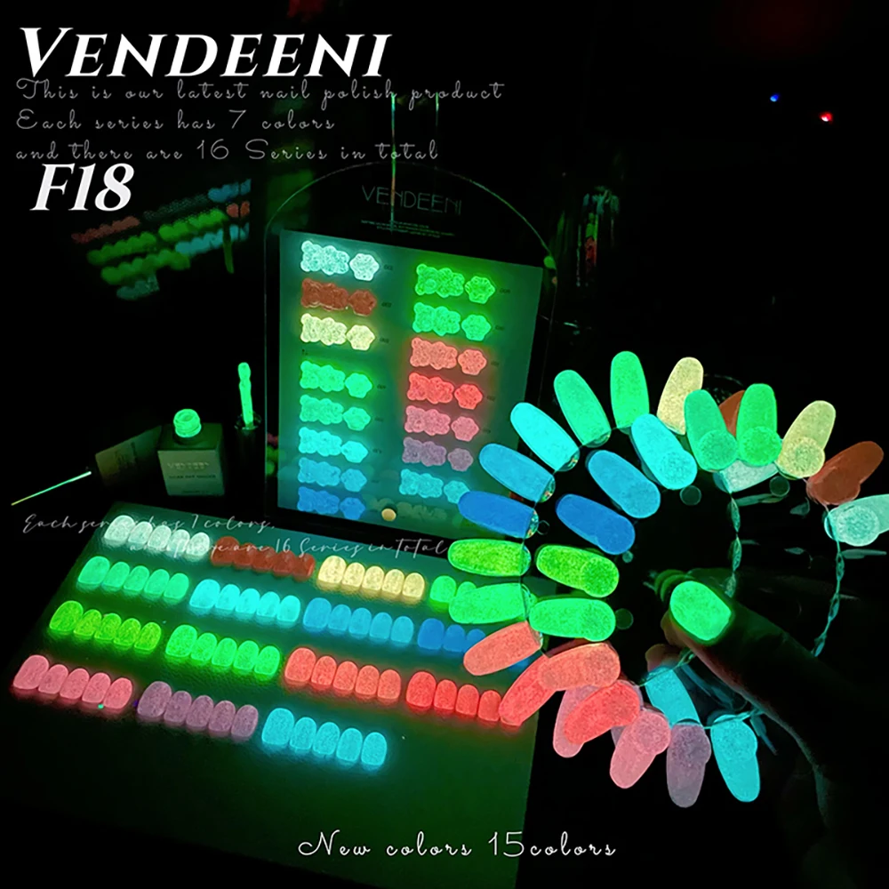 Vendeeni, 15 colores/juego, esmalte de uñas de Gel de diamante roto reflectante, barniz de manicura luminoso con tarjeta de Color sin TPO/HEMA