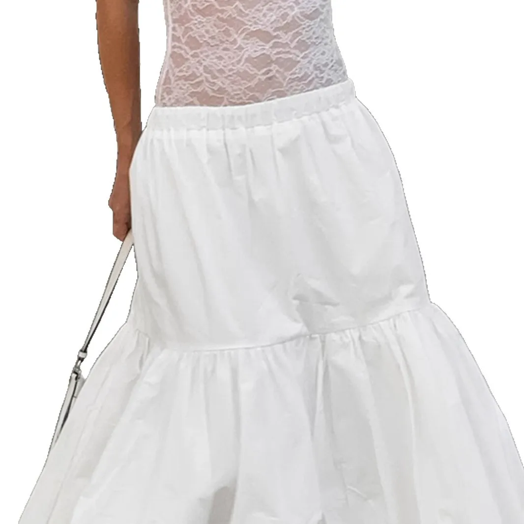 프렌치 스타일 우아한 화이트 튤립 스커트, 2025 여름 신상, 하이웨이스트 미디길이 A라인 스커트