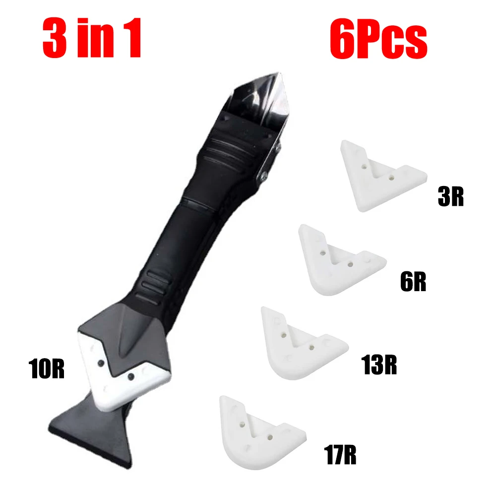 5In1 Silicone Scraper Caulk Tools Glass Glue Angle Scraper Stainless Steelhead Finisher Sealant Scraper Remove Scraper Grout Kit