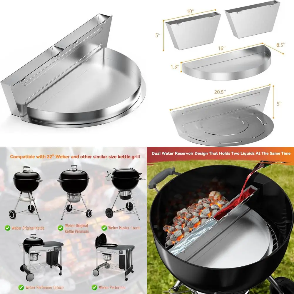 

Weber 22 Kettle BBQ Grill Accessory: Removable Reservoirs Drip Pan & Stainless Steel Water Catch Tray