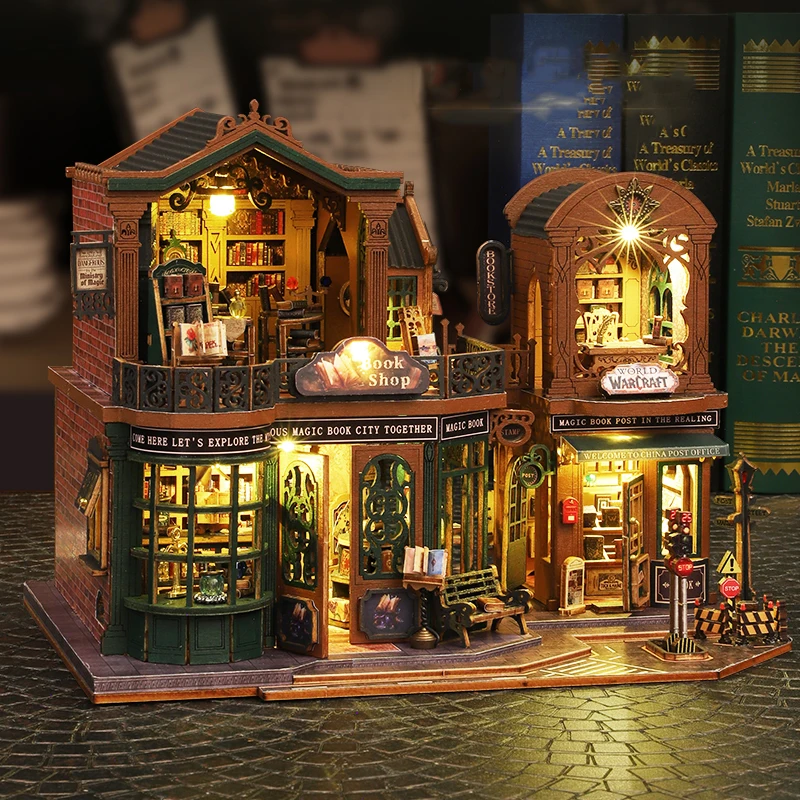 DIY Miniature Model Kit, Twilight Book City Casa Doll Houses, 3D Puzzle Dollhouse com móveis para amigos, presente de Natal