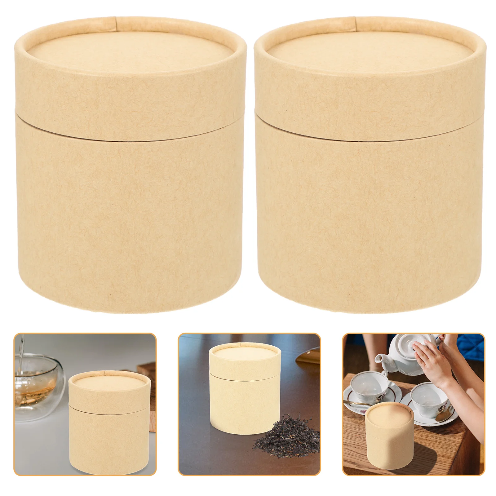 

4pcs Tea Canister Kraft Paper Thickened Storage Jars For Kitchen Home Coffee Candy Dried Food Preservation Storage Supplies