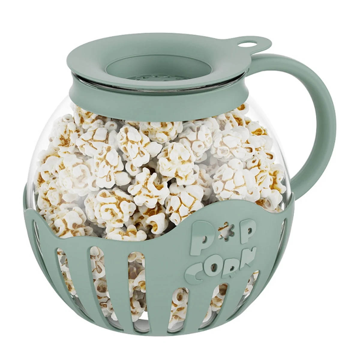 Popcorn Maker Microwave Snack Popcorn Air Poppers 2.25 Quart Popcorn Bowl Borosilicate Kitchen Accessories,Green