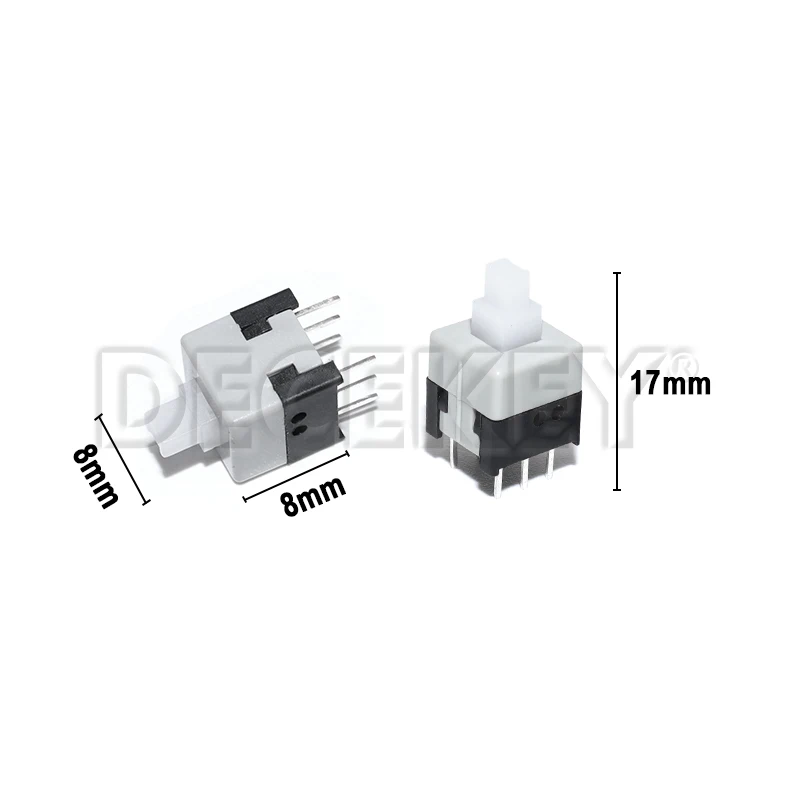10PCS Mini Push button switch 6Pin Push Tactile Power Micro Switch Self lock On/Off button Latching switch 8.5X8.5mm 8.5*8.5mm