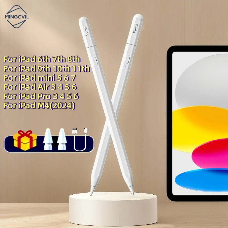 

For iPad Pencil 2025 M4 Stylus Pen for Air 6 M2 Pro M3 with Palm Rejection Tilt for iPad Pro 11 12.9 13 7/8/9/10/11th mini 5 6 7