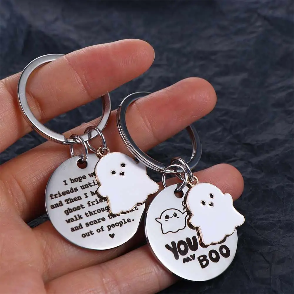 I Hope We're Friends Halloween Ghost Keychain Ghost Minimalist Ghost Key Rings Modern Funny Skull Keyring Gifts To Friends