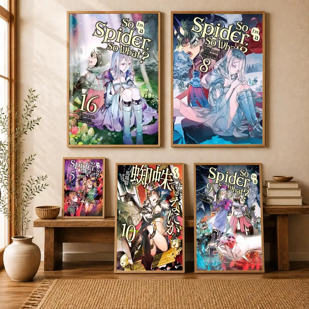 Anime S-So Im A S-Spider So What Poster Art Wall Stickers Painting Self Adhesive Wall Decals for Bedroom Living Room Home Decor