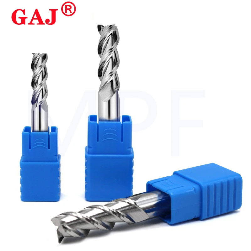 HRC50 Cnc Maching 3 hojas fresa recubrimiento de aleación herramienta de broca de acero de tungsteno por fresas de aluminio herramienta de corte de fresado de madera superior