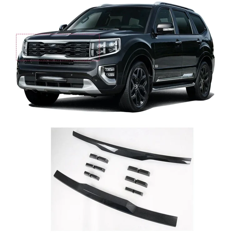 For Kia Mohave Borrego HM2 2019-2022 Car Accessories ABS Front Center Mesh Grille Grill Cover Radiator Strip Trim Decoration