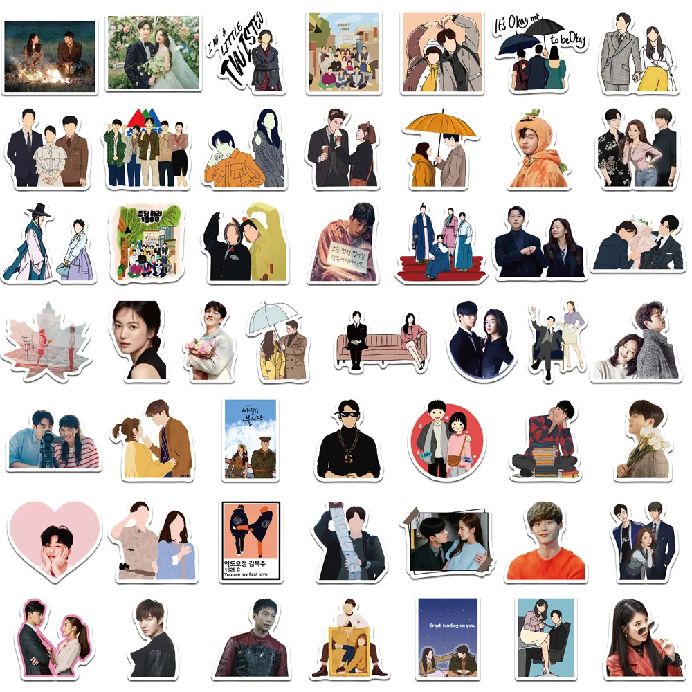 10/50Pcs Korean Drama CP Stickers Cartoon Character Cui Yijing Li Zhoubin Decorative Hand Account Sticker Collection Gift