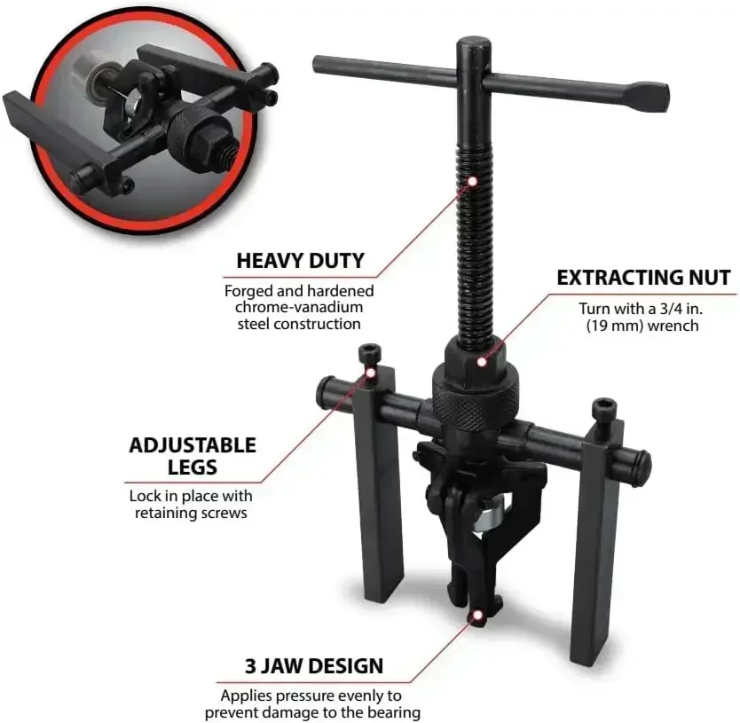 Car Repair Tool 3-Jaw Extractor Car Inner Bearing Puller Gear Labor-saving Car Separation Disassembly Tool Auto Accessories