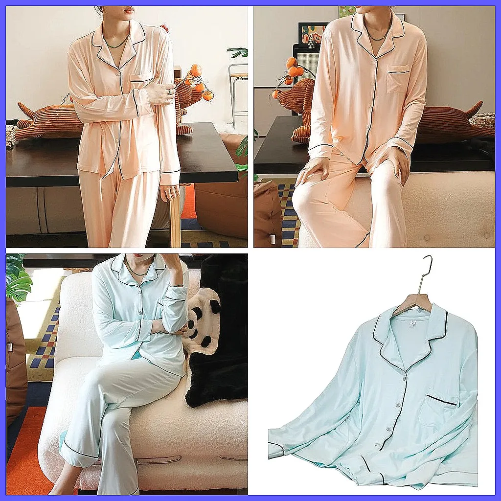 

Women's Modal Pajama Set Long Sleeve Shirt & Pants, Soft Loungewear Sleepwear for Women