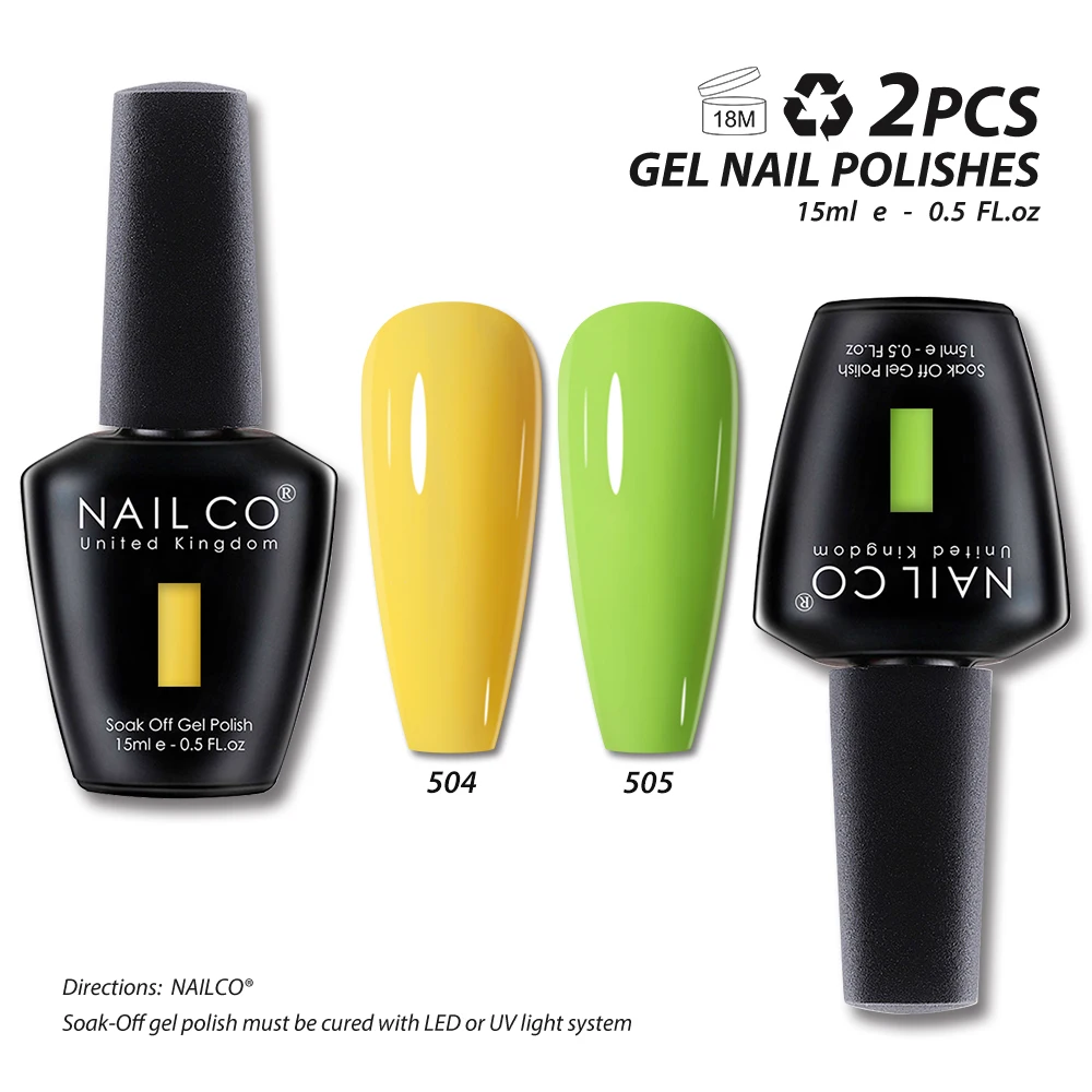 NAILCO 15 مللي قاعدة معطف معطف فوقي UV جل طلاء الأظافر 2 قطعة/المجموعة ألوان Lakiery Hybridowe Vernis Esmalte نقع قبالة رسومات أظافر مانيكير #5