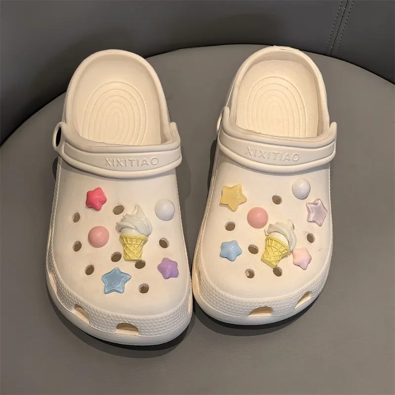 Crocs High-end Floral Accessories Summer Ice Cream Macaron-colored Star Ice Cream Cones Detachable Decoration