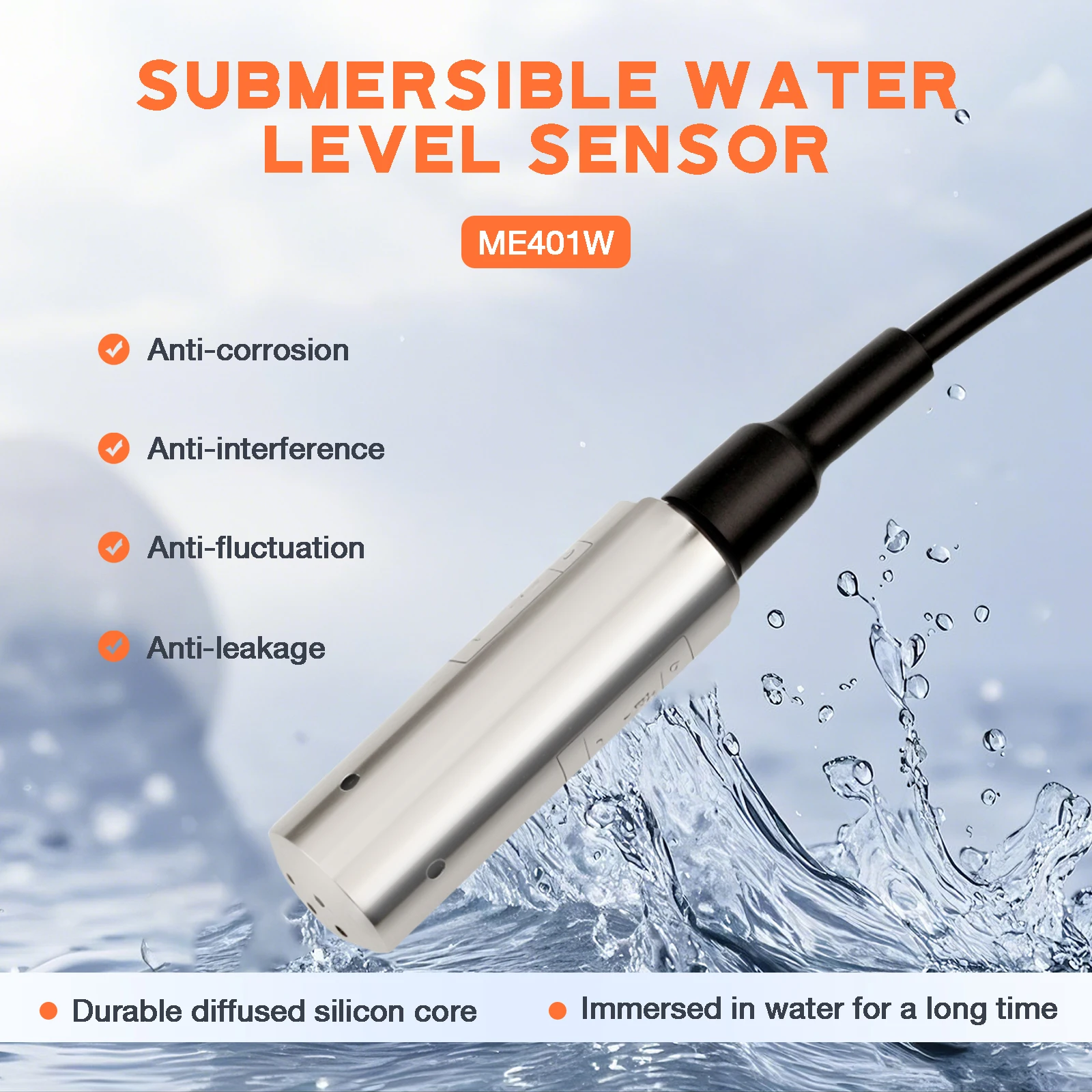Moray ME401W Factory Price RS485 Submersible Liquid tank Stainless Diesel Fuel tank Level Sensor Level Indicator Sensor