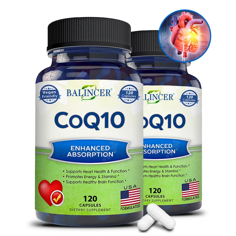 Organic Ultra High Absorption COQ10 Coenzyme Q10 Vascular and Heart Health Blood Pressure Balance Support Energy Brain Function