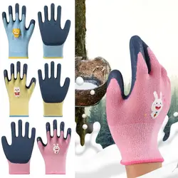 Multi-purpose Kids Work Gloves Cartoon Animal 13 Needles Latex Coated Gloves Wear Resistant Camping Gardening Glove