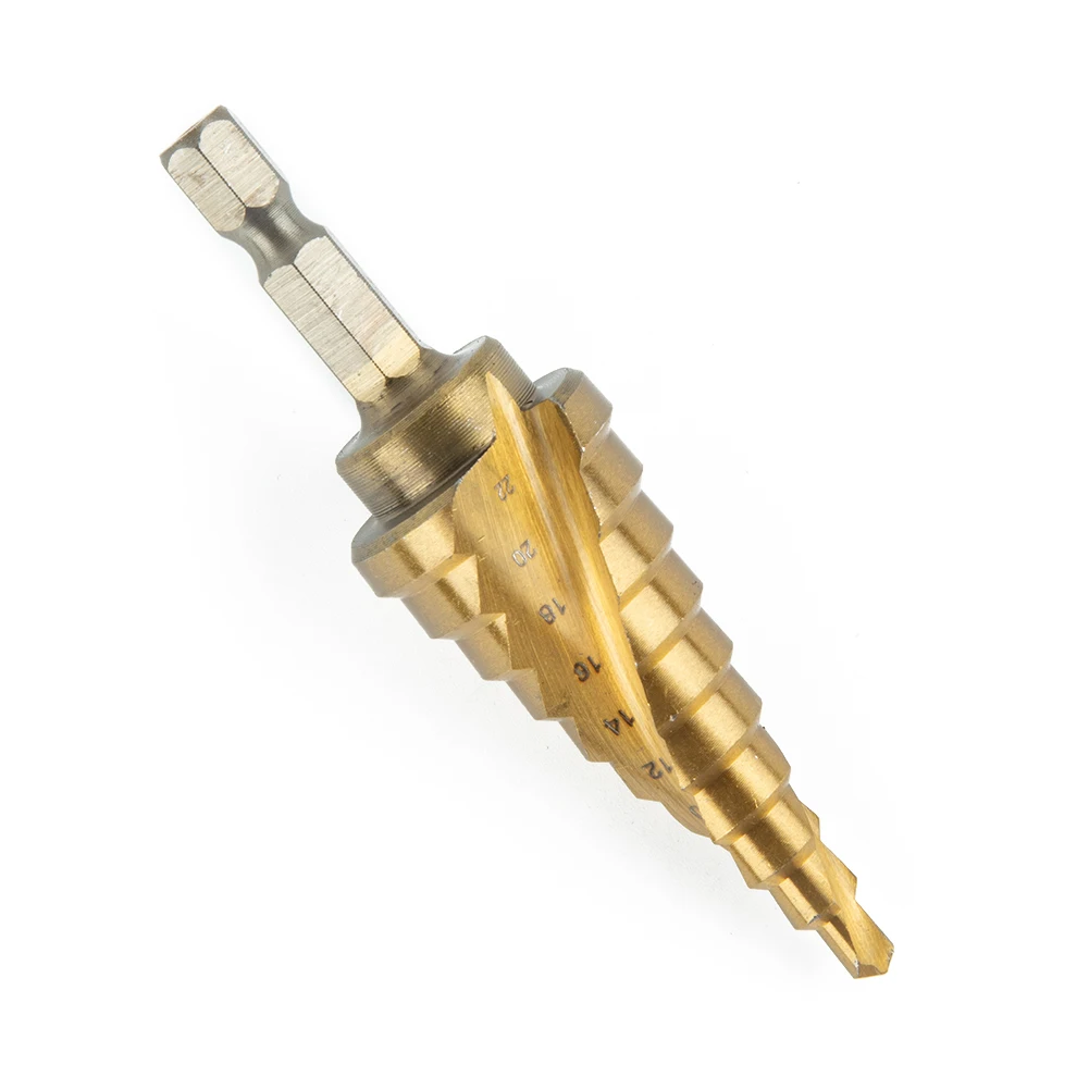 4mm-22mm HSS Spiral Fluted Step Cone Drill Bit Deburring, Chamfering Elliptic Hole Enlargement Titanium Carbide Mini Hole Cutter