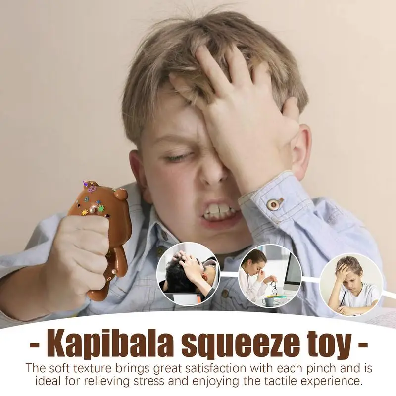 Jouet Squeeze Animal Fidget pour Enfants et Adultes, Jouet Sensoriel Souligné, Haute Résilence, Rebond, Nouveauté, Mignon, Capybara