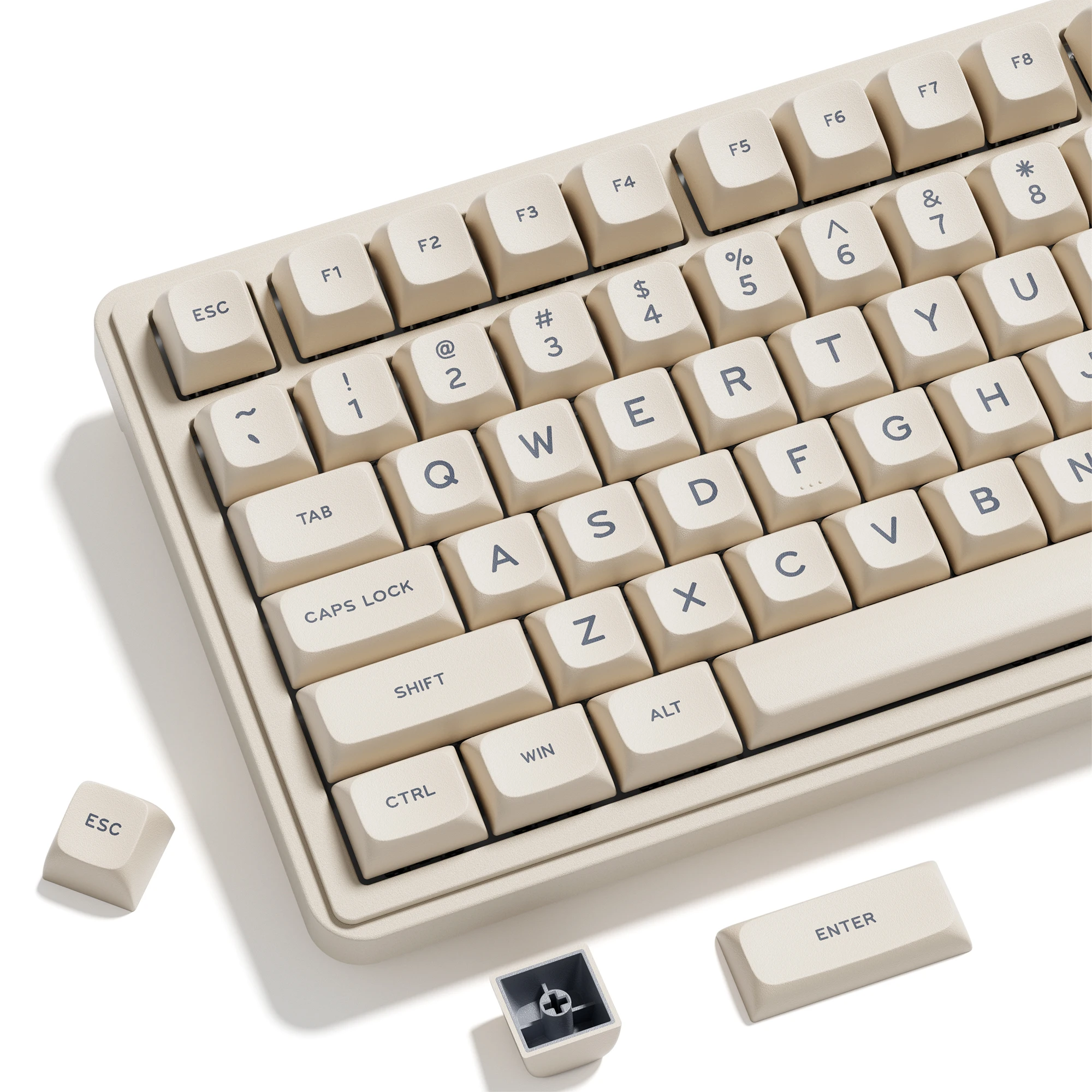Teclas XVX Milk White TOFU de doble capa con perfil MDA, juego de 132 teclas PBT para teclado mecánico