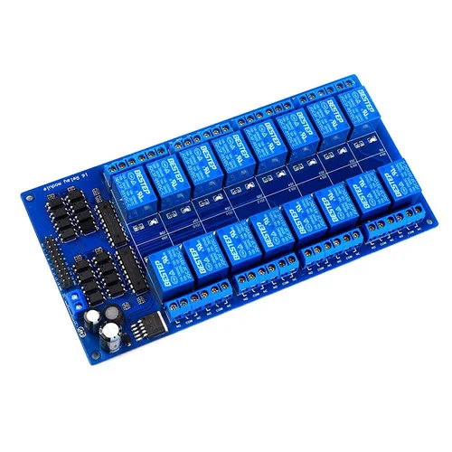 Imagen 2 del producto Módulo de protección de relé de 16 canales DC 5V 12V 24V con optoacoplador LM2576 interfaz de microcontroladores relé de potencia para Arduino Kit DIY