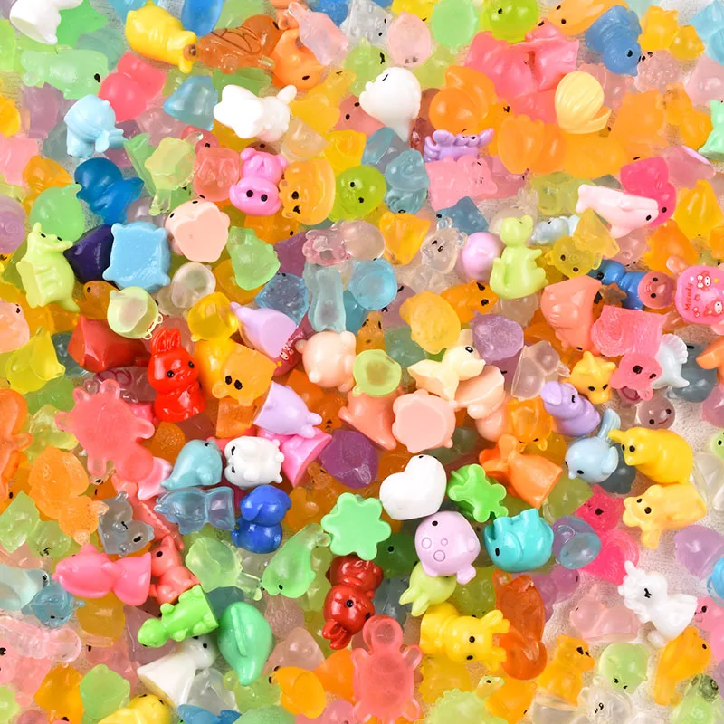 50 قطعة أكياس مفاجأة أعمى توهج في الظلام صغيرة الراتنج الحيوانات أكياس أعمى الجنية حديقة ديكور المشهد الصغير هدايا عيد الميلاد